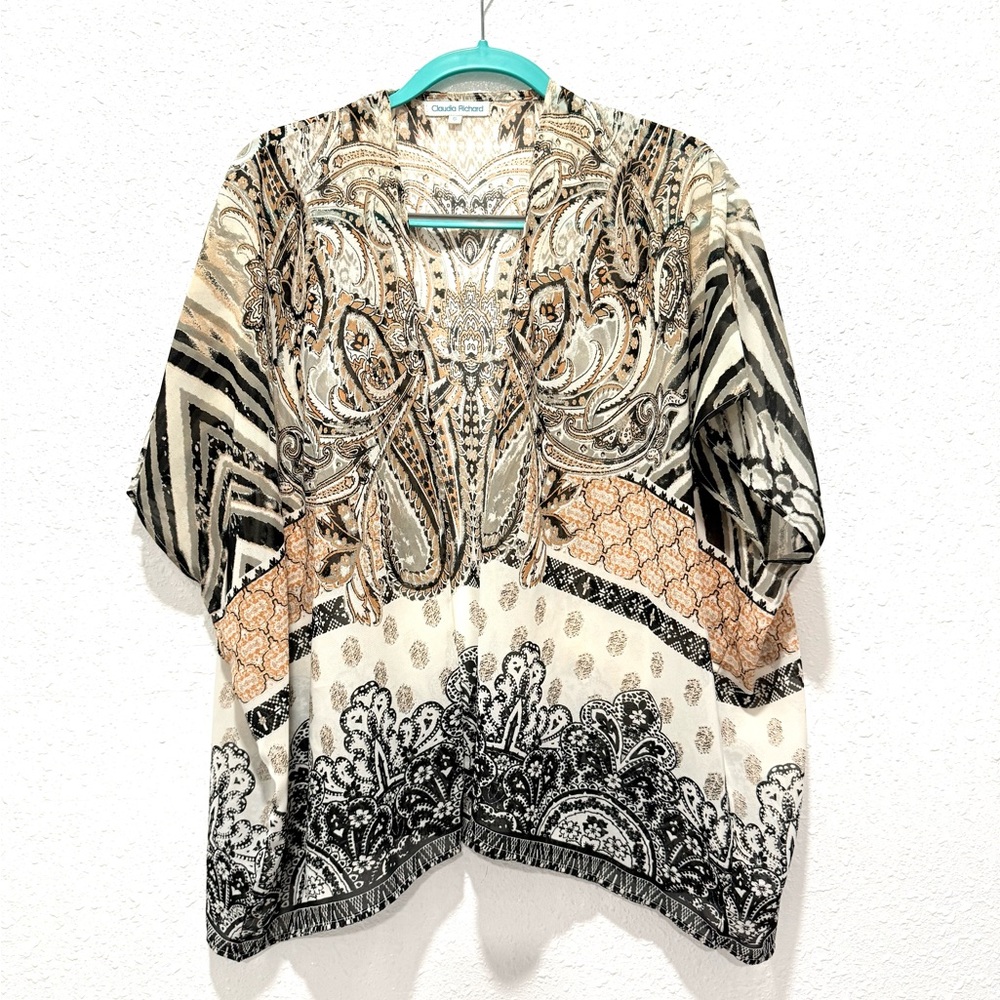 Claudia Richard Black‎ and Cream Paisley Blouse S/M